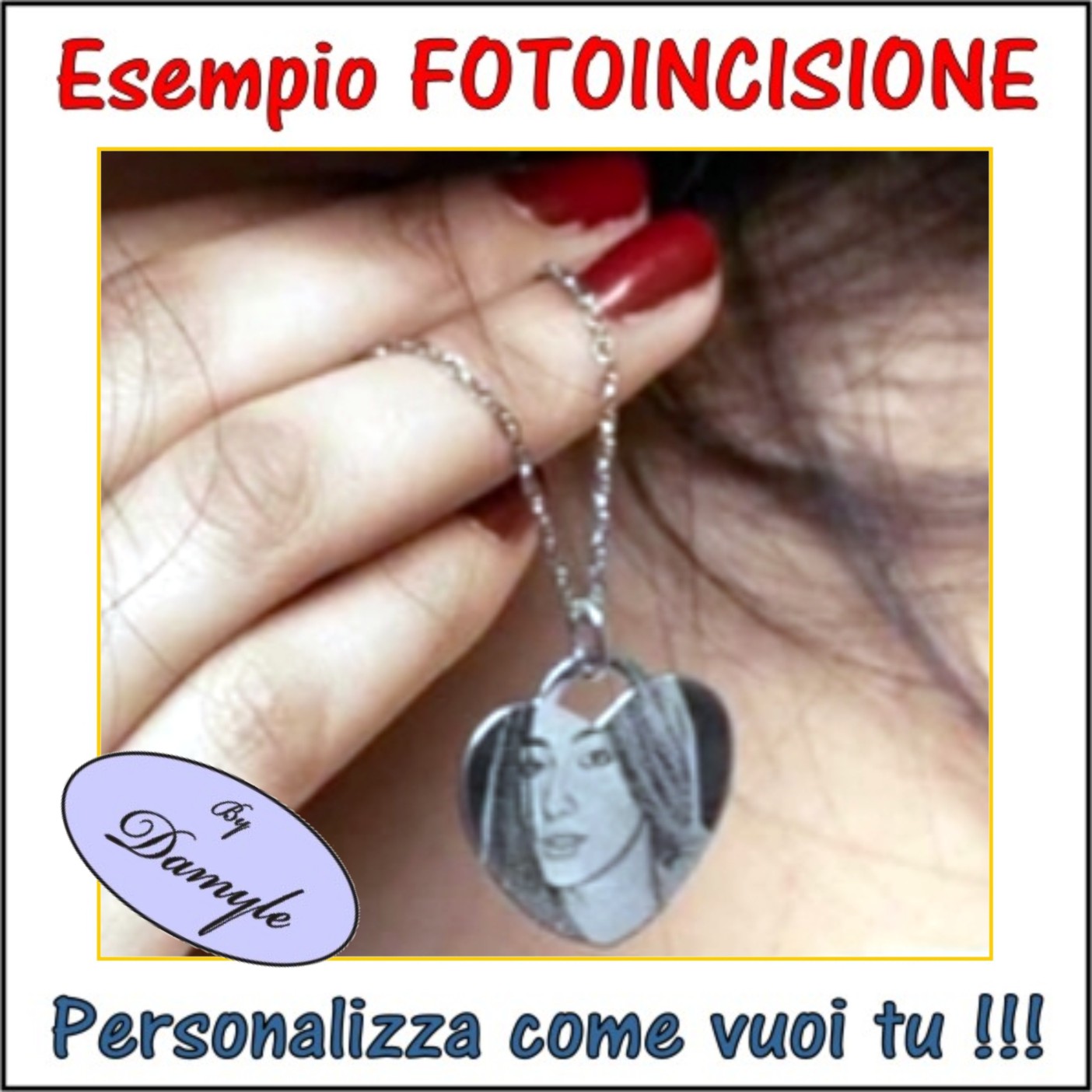 incisione personalizzazione foto incisa personalizzata incidere ciondolo, medaflia, pendente, collana, bracciale, anello