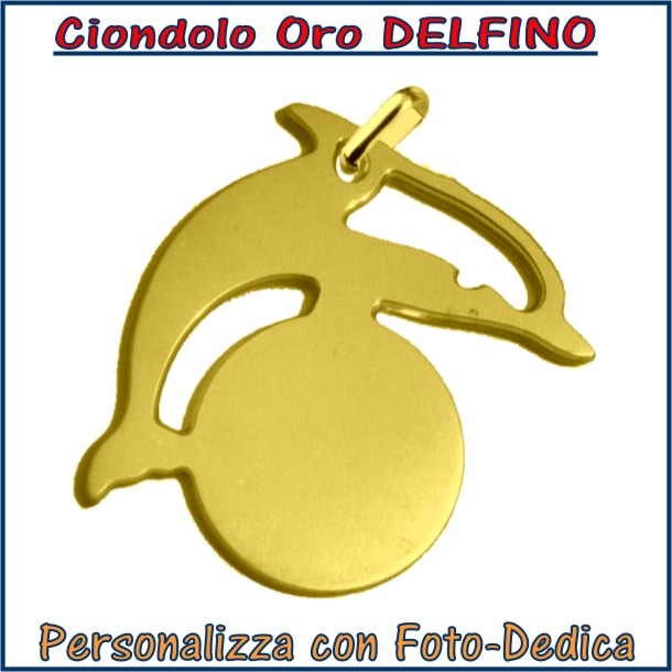 ciondolo oro delfino da incidere con fotoincisione medaglia collana personalizzato personalizzazione incisione