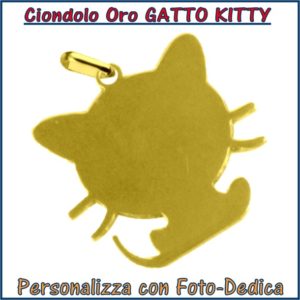 ciondolo oro gatto kitty da incidere con fotoincisione medaglia collana personalizzato personalizzazione incisione