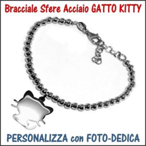 personalizzazione incisione bracciale acciaio sfere gatto kitty incisione personalizzazione medaglia da incidere