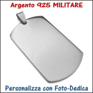 medaglia argento piastrina militare da incidere con foto incisione